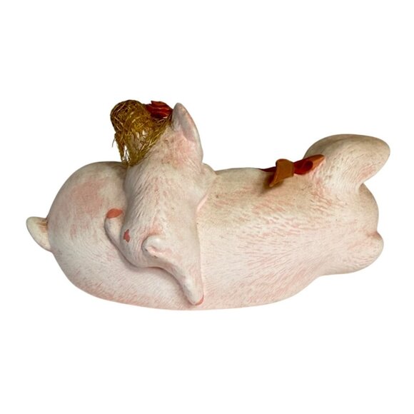 Farmhouse Kitchen Pig Figurine Ceramic Mama Piglet Farm Animal VTG Handmade 70s - Picture 3 of 9